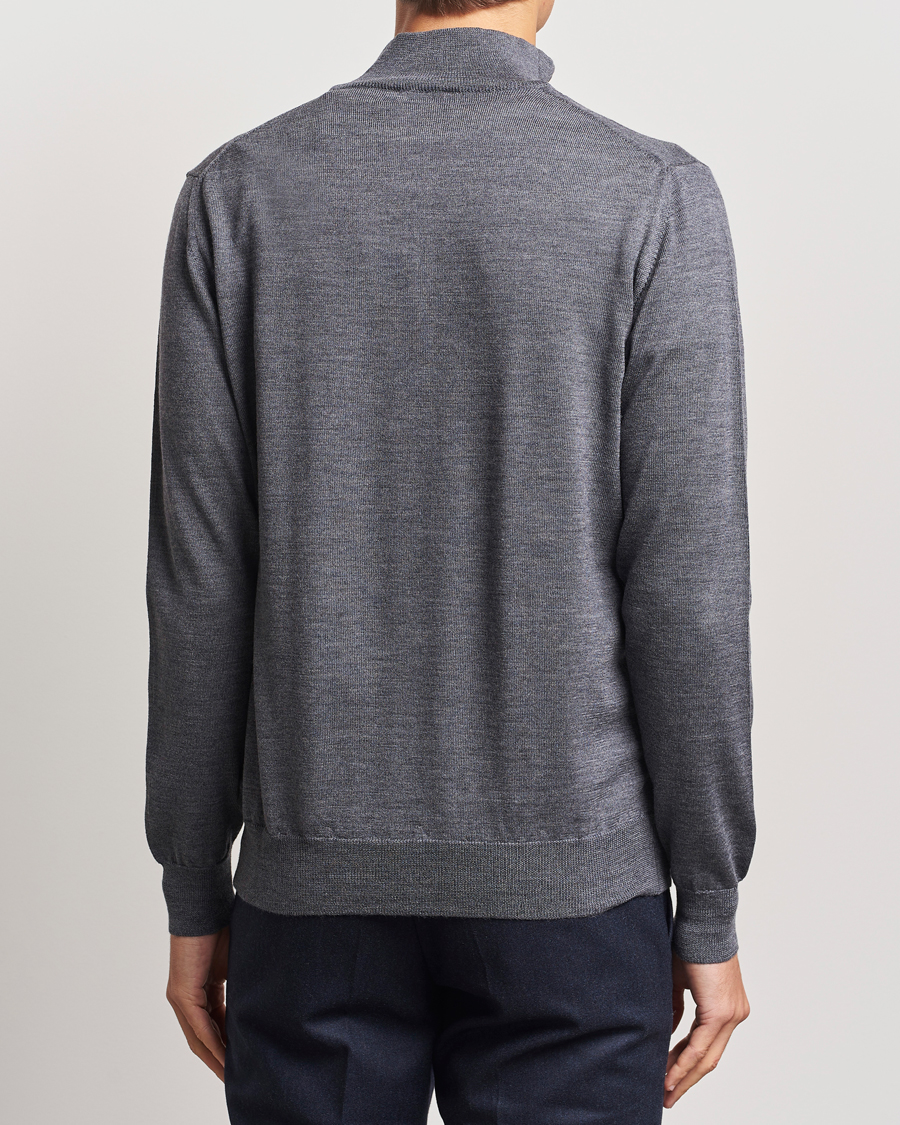 Herr | Tröjor | Morgano | Extra Fine Merino Wool Half-Zip Mid Grey