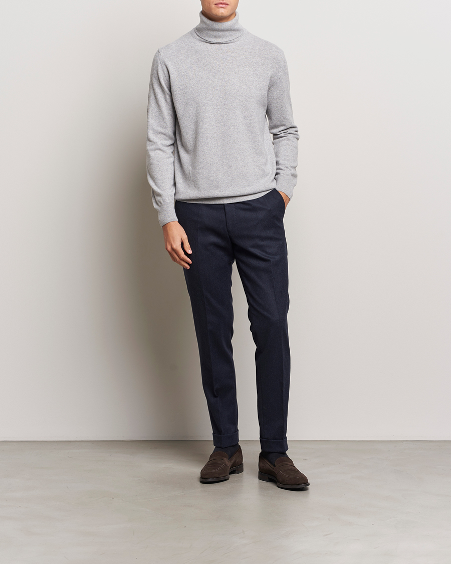 Herr | Tröjor | Morgano | Wool/Cashmere Rollneck Mid Grey