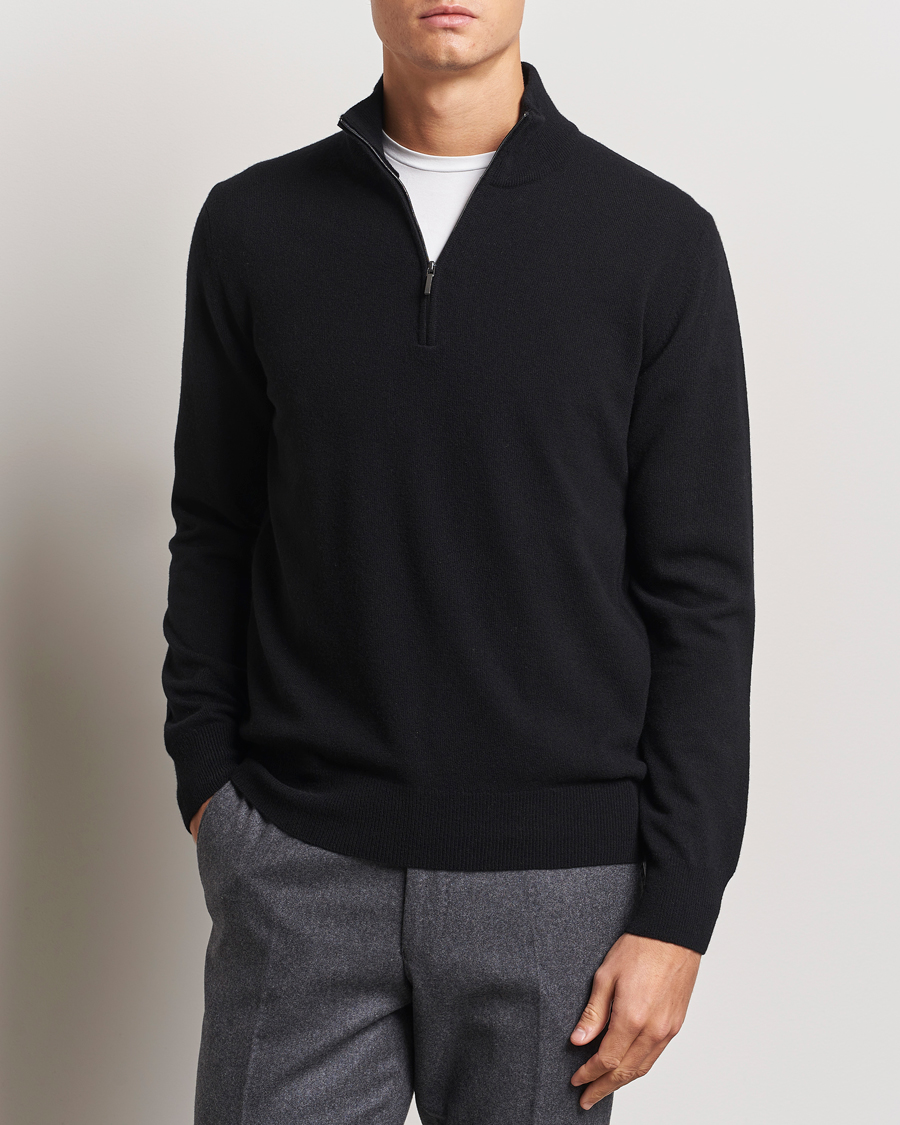 Herr | Tröjor | Morgano | Wool/Cashmere Half-Zip Black