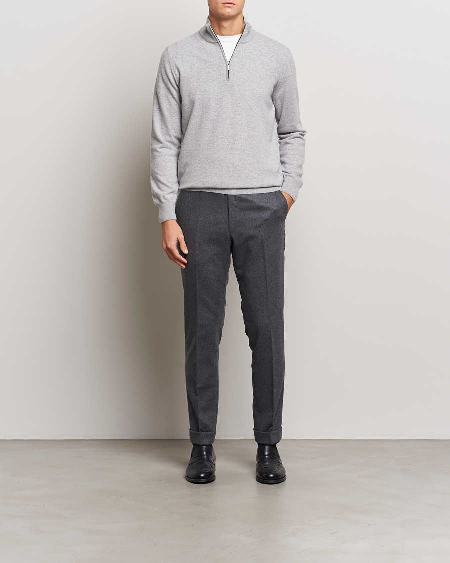 Herr | Tröjor | Morgano | Wool/Cashmere Half-Zip Mid Grey