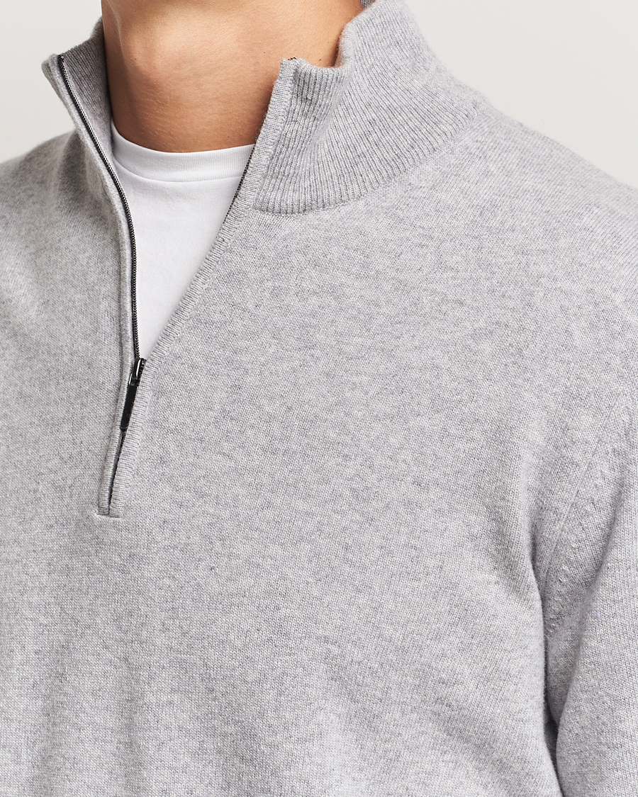 Herr | Tröjor | Morgano | Wool/Cashmere Half-Zip Mid Grey