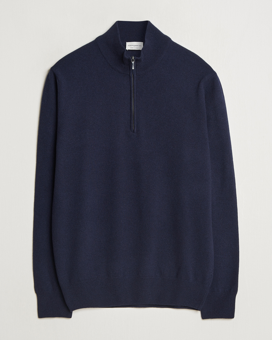 Herr | Tröjor | Morgano | Wool/Cashmere Half-Zip Navy