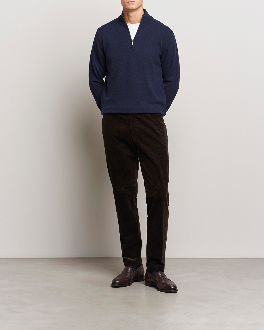 Herr | Tröjor | Morgano | Wool/Cashmere Half-Zip Navy