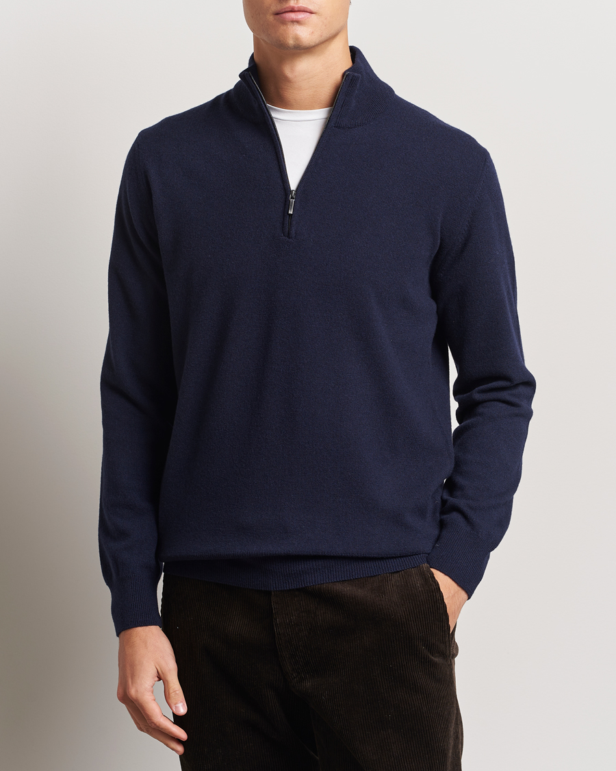 Herr | Tröjor | Morgano | Wool/Cashmere Half-Zip Navy