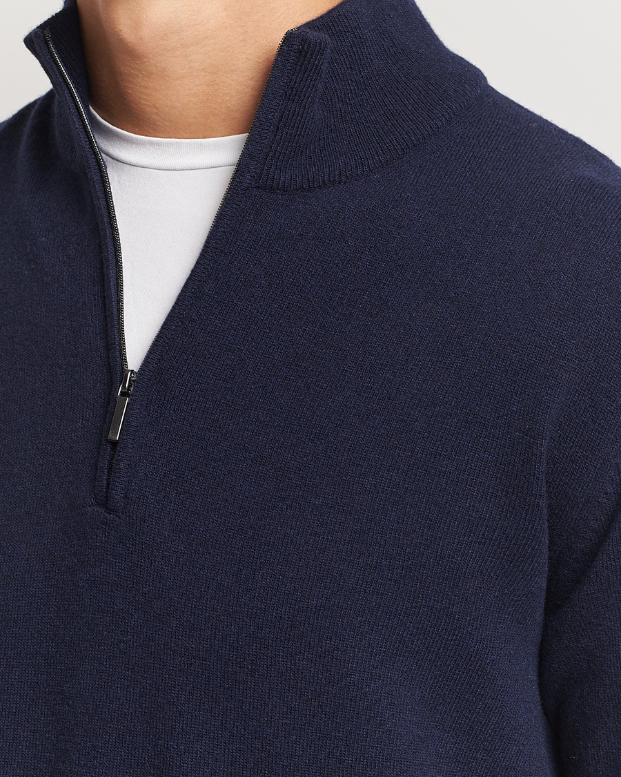 Herr | Tröjor | Morgano | Wool/Cashmere Half-Zip Navy