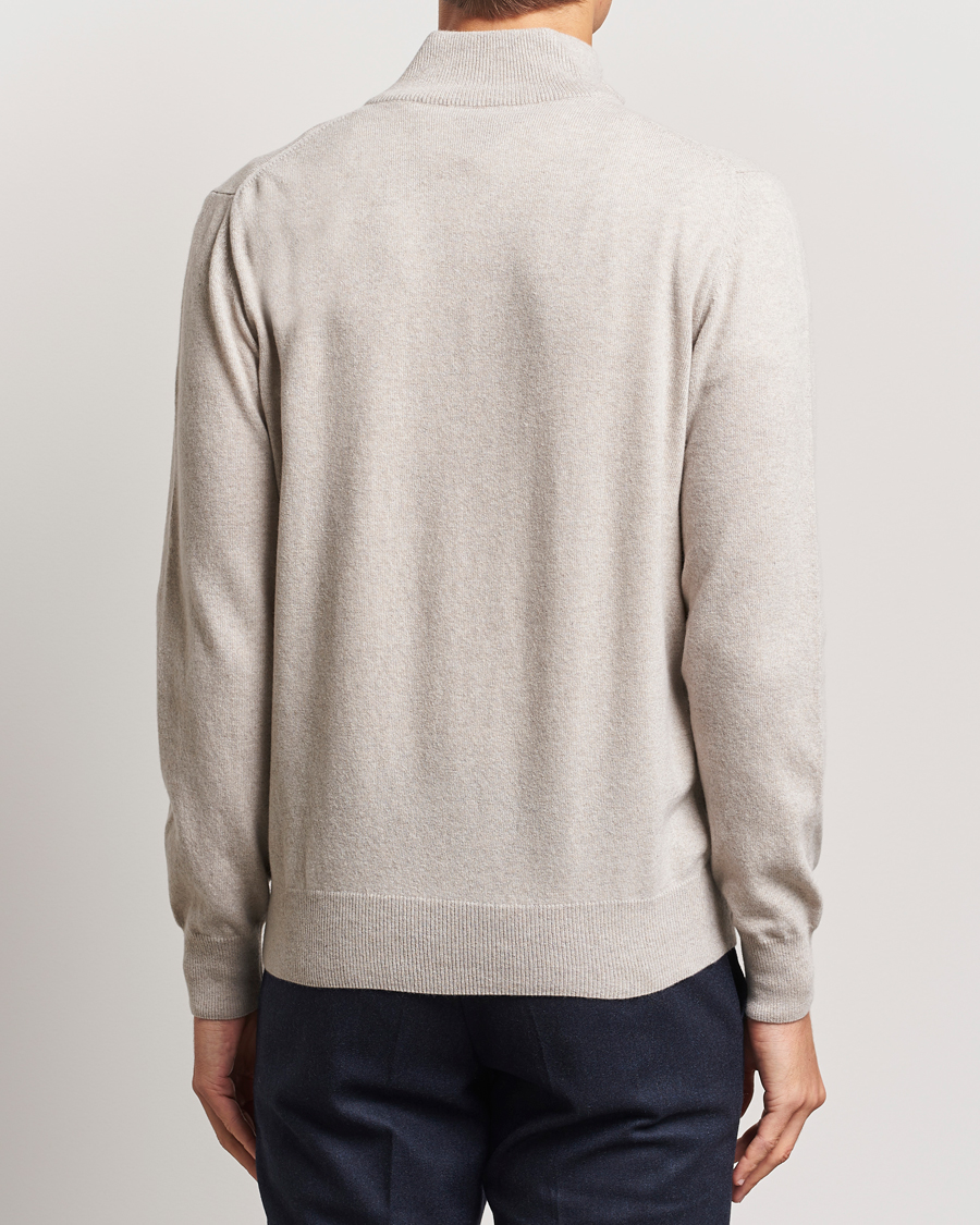 Herr | Tröjor | Morgano | Wool/Cashmere Half-Zip Beige