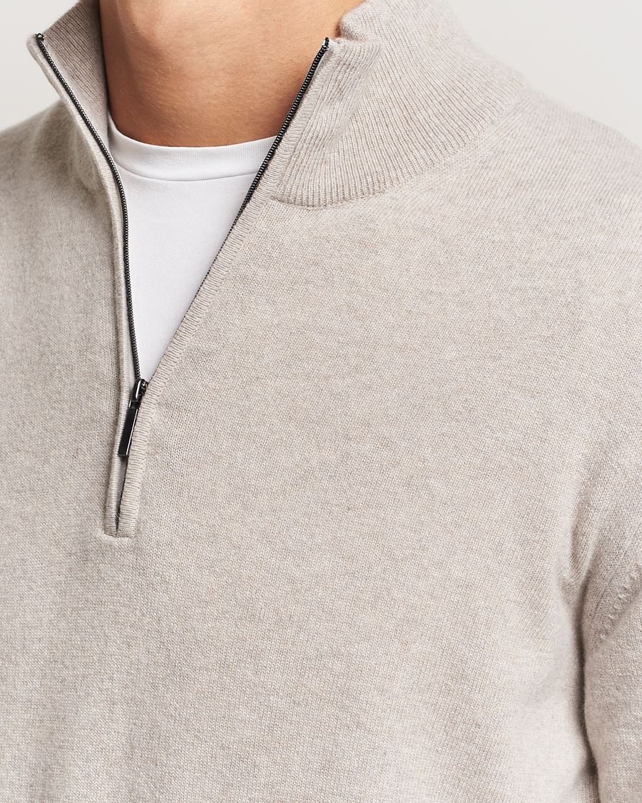 Herr | Tröjor | Morgano | Wool/Cashmere Half-Zip Beige
