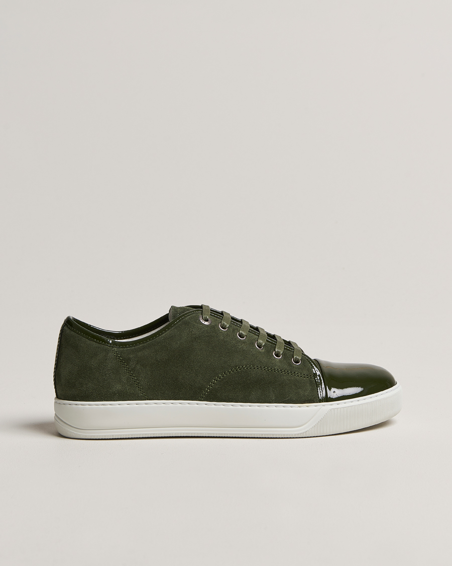 Herr | Lanvin Patent Cap Toe Sneaker Olive | Lanvin | Patent Cap Toe Sneaker Olive
