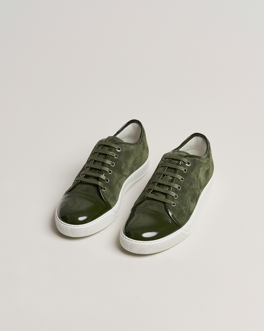 Herr | Lanvin Patent Cap Toe Sneaker Olive | Lanvin | Patent Cap Toe Sneaker Olive