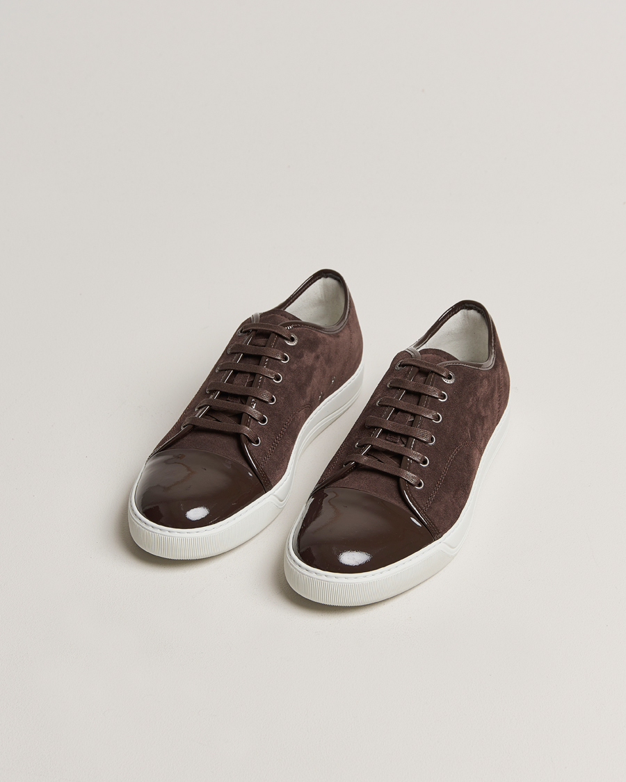 Herr | Skor | Lanvin | Patent Cap Toe Sneaker Dark Brown