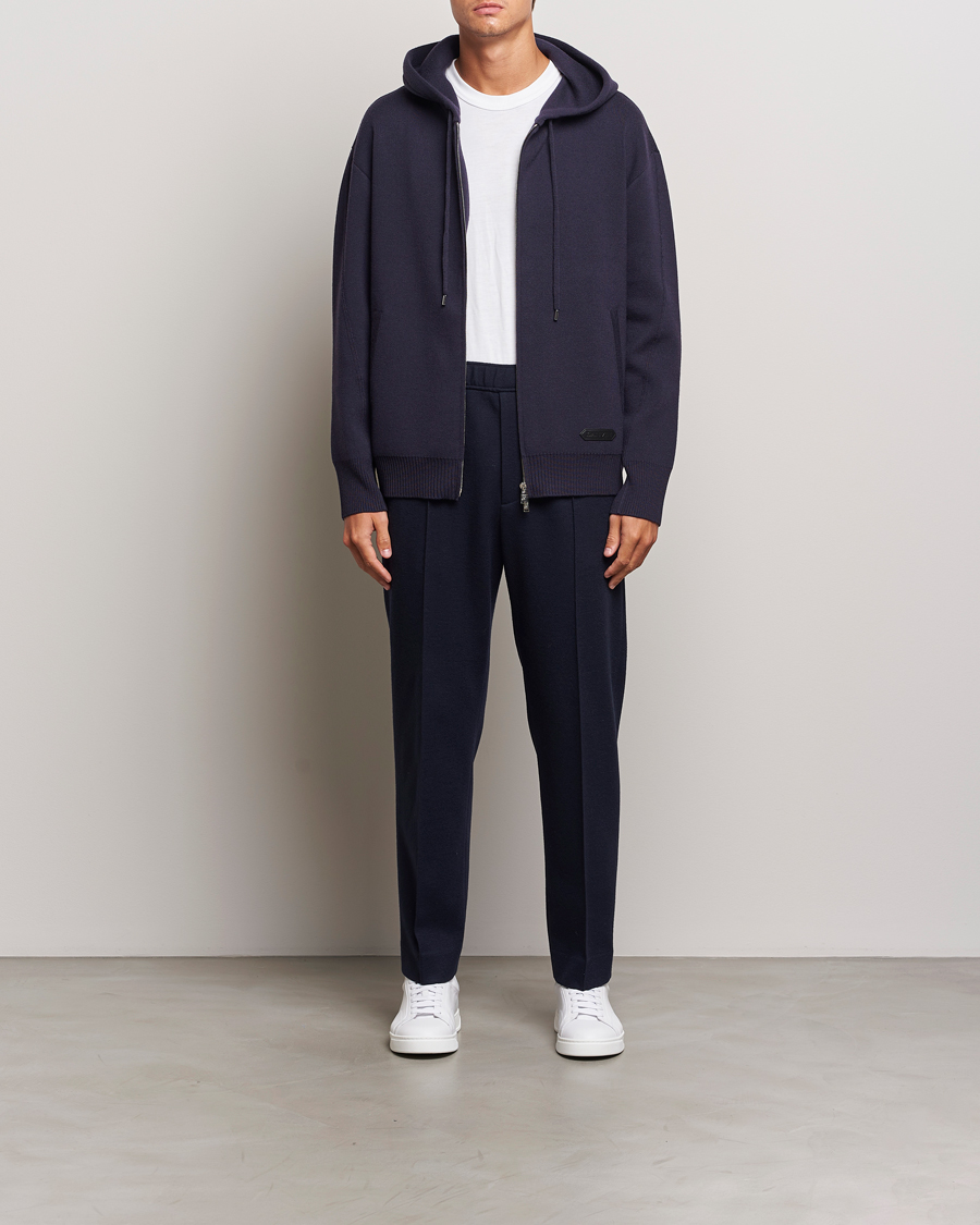 Herr | Tröjor | Lanvin | Merino Full Zip Hoodie Japanese Ink