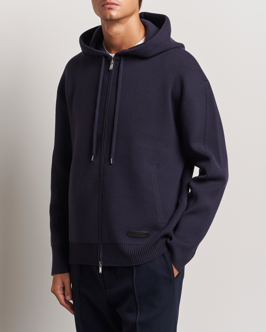 Herr | Tröjor | Lanvin | Merino Full Zip Hoodie Japanese Ink