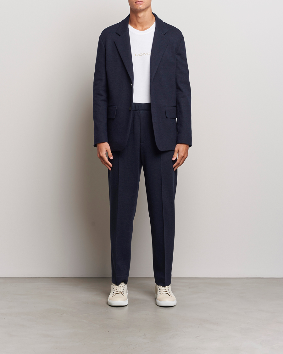Herr | Byxor | Lanvin | Wool Drawstring Trousers Navy
