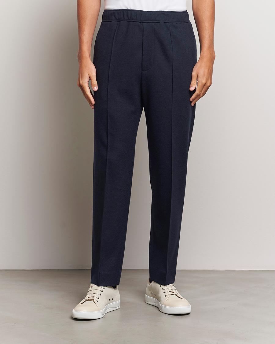 Herr | Byxor | Lanvin | Wool Drawstring Trousers Navy