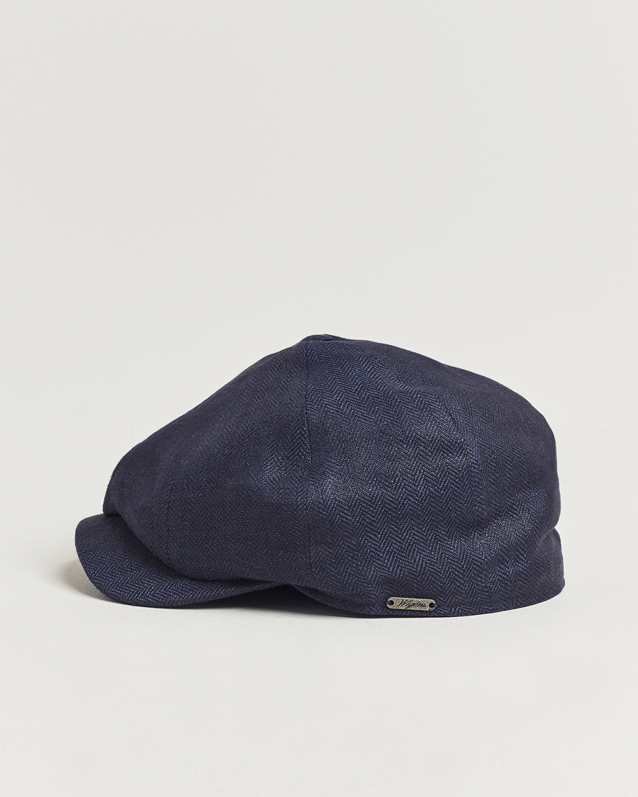 Herr | Hattar & kepsar | Wigéns | Newsboy Classic Linen Herringbone Cap Navy
