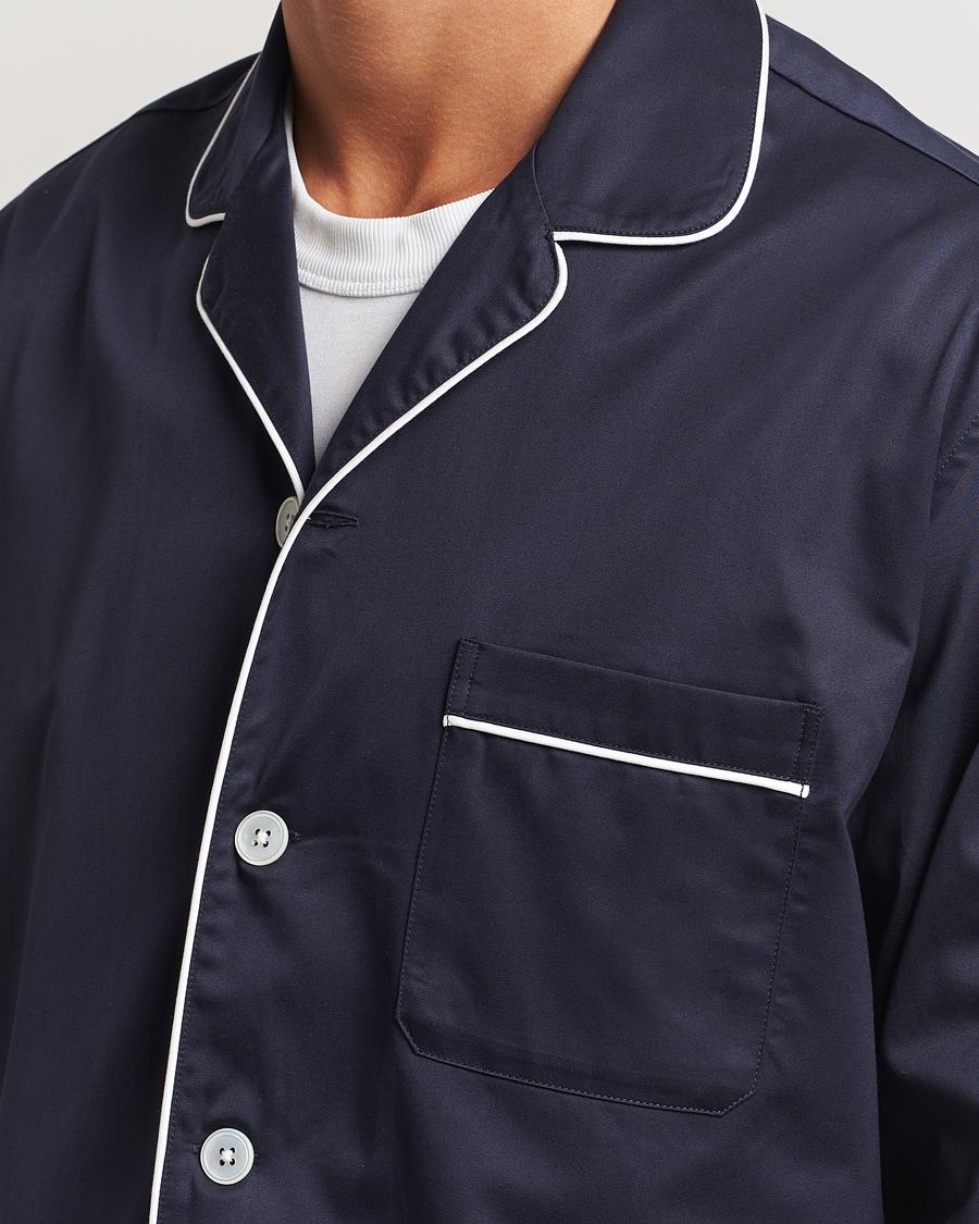 Herr | Pyjamas & Morgonrockar | Tekla | Sateen Pyjama Shirt Chelsea Navy