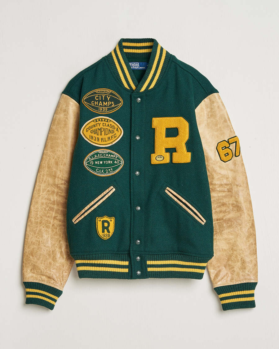 Herr | Jackor | Polo Ralph Lauren | Varsity Leather Bomber Moss Agate