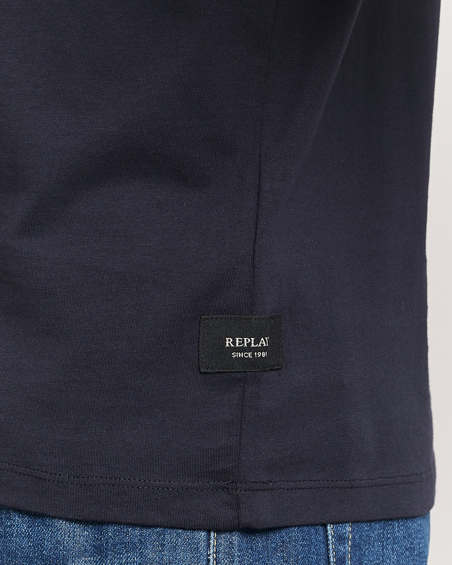 Herr | T-Shirts | Replay | Tonal Logo Crew Neck T-Shirt Navy