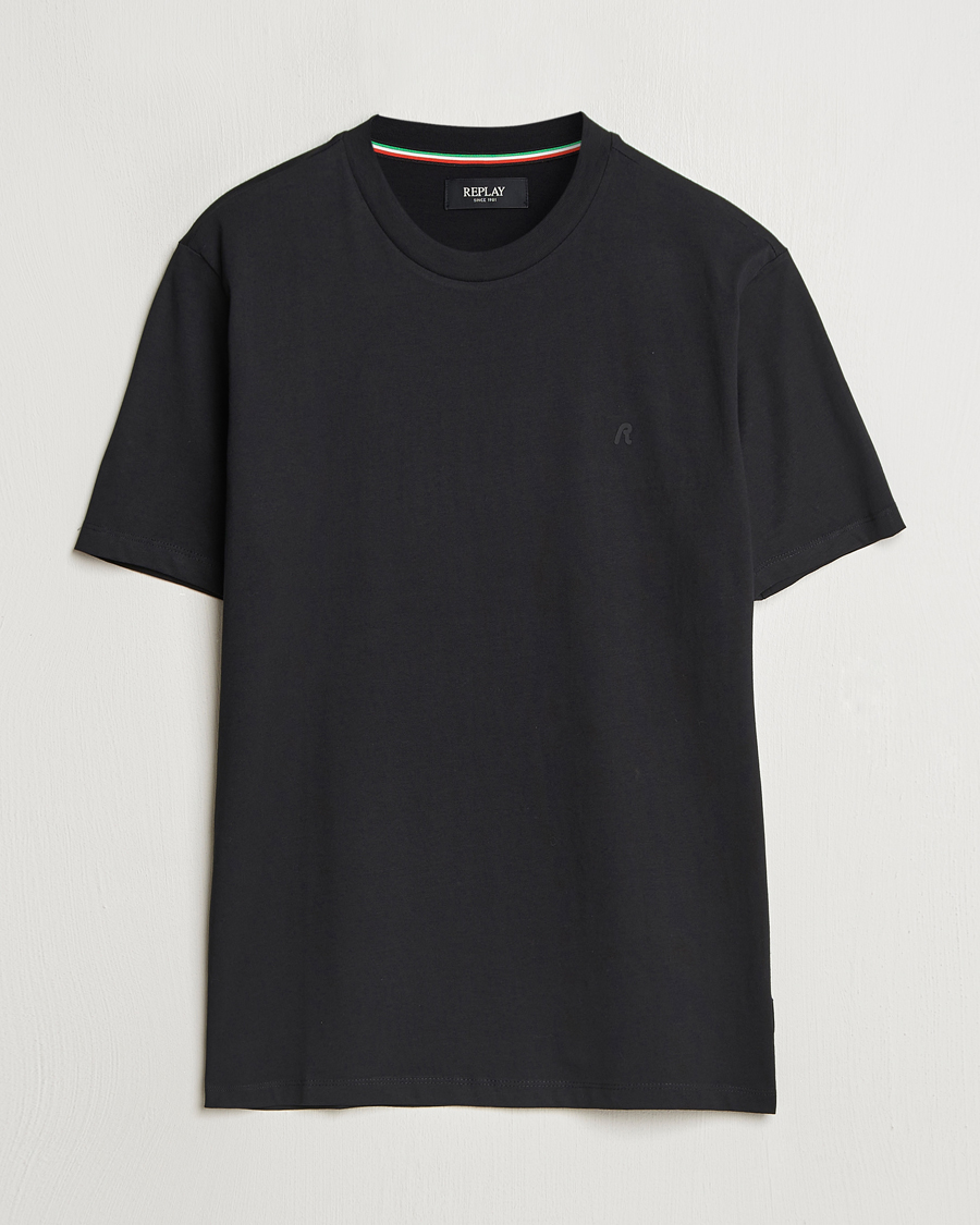 Herr | T-Shirts | Replay | Tonal Logo Crew Neck T-Shirt Black