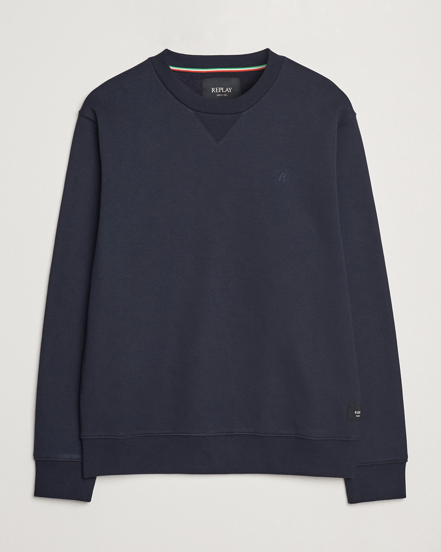 Herr | Tröjor | Replay | Tonal Logo Crew Neck Sweatshirt Navy