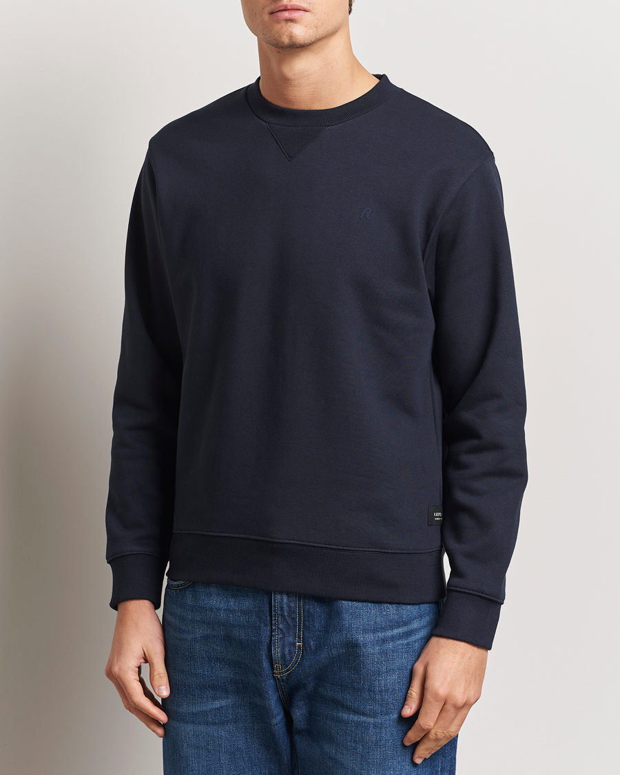 Herr | Tröjor | Replay | Tonal Logo Crew Neck Sweatshirt Navy