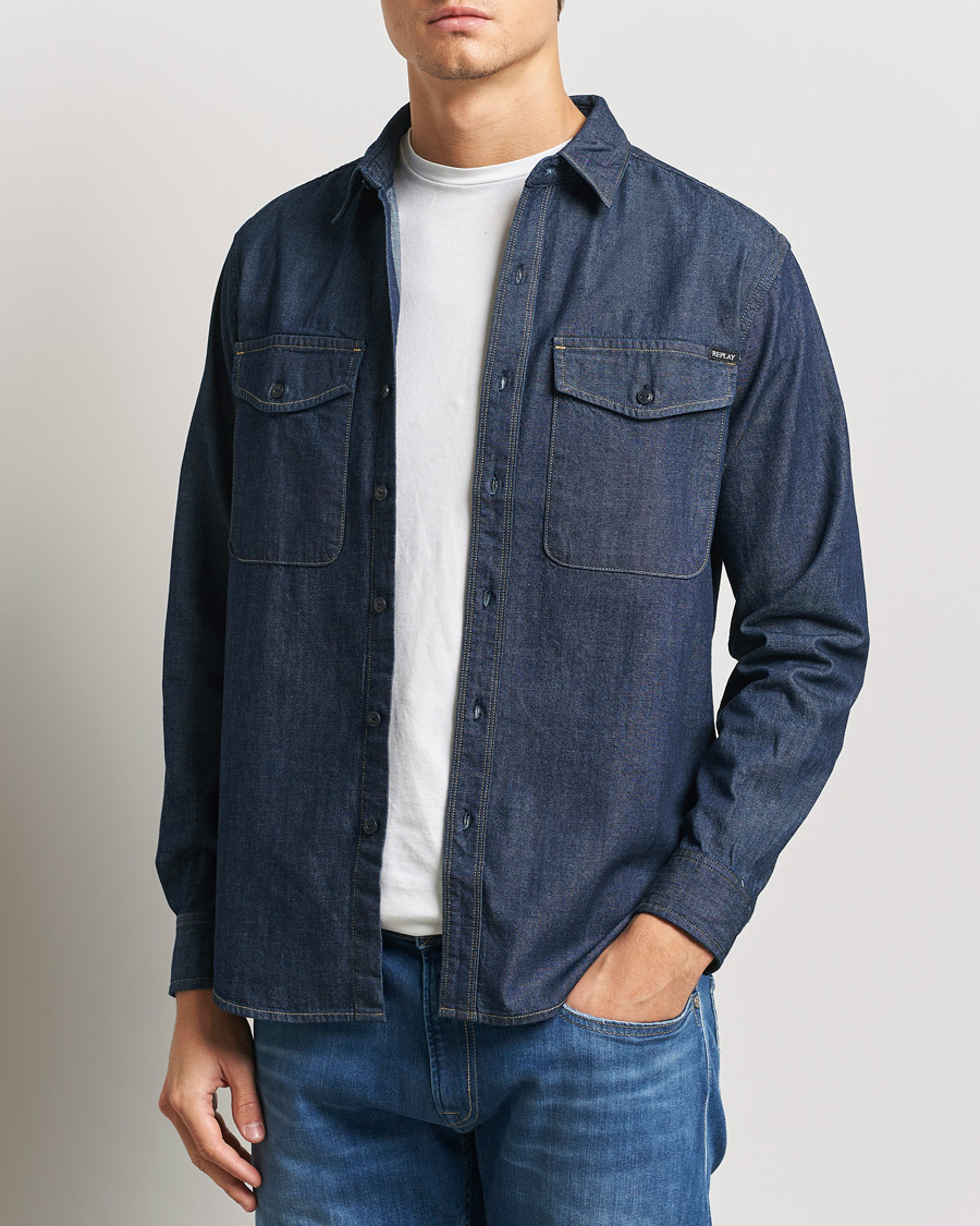 Herr | Skjortor | Replay | Denim Shirt Dark Blue