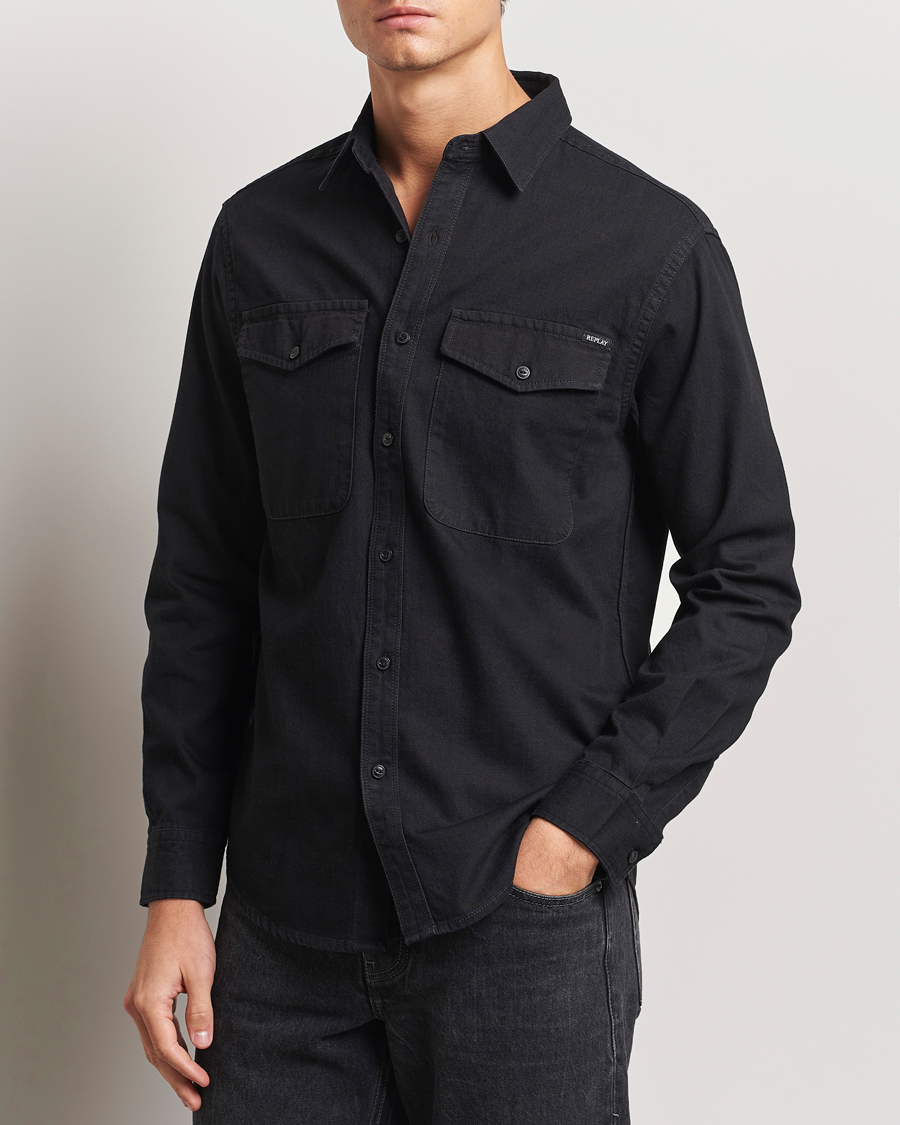 Herr | Skjortor | Replay | Denim Shirt Washed Black