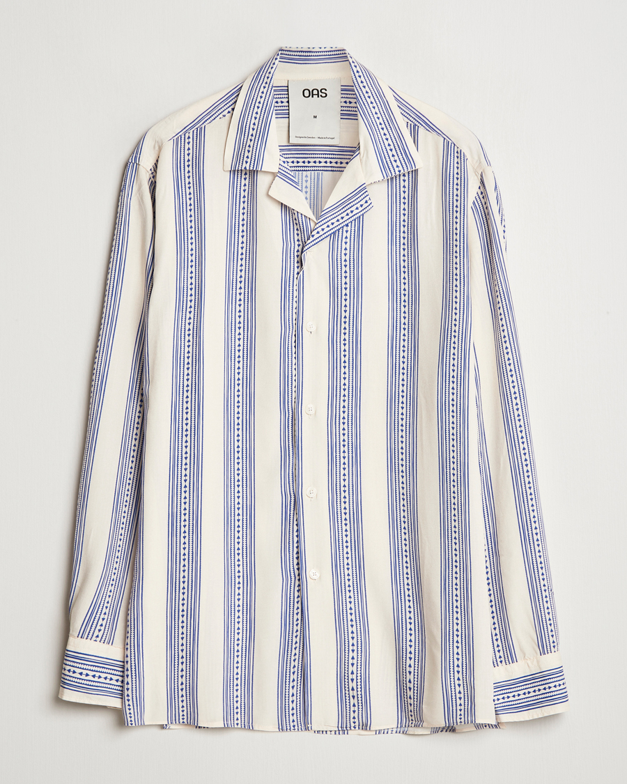 Herr | Skjortor | OAS | Havana Long Sleeve Viscose Shirt Blue/White