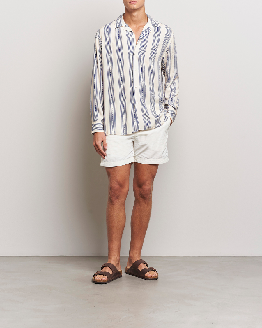 Herr | Skjortor | OAS | Havana Long Sleeve Viscose Shirt Blue/White