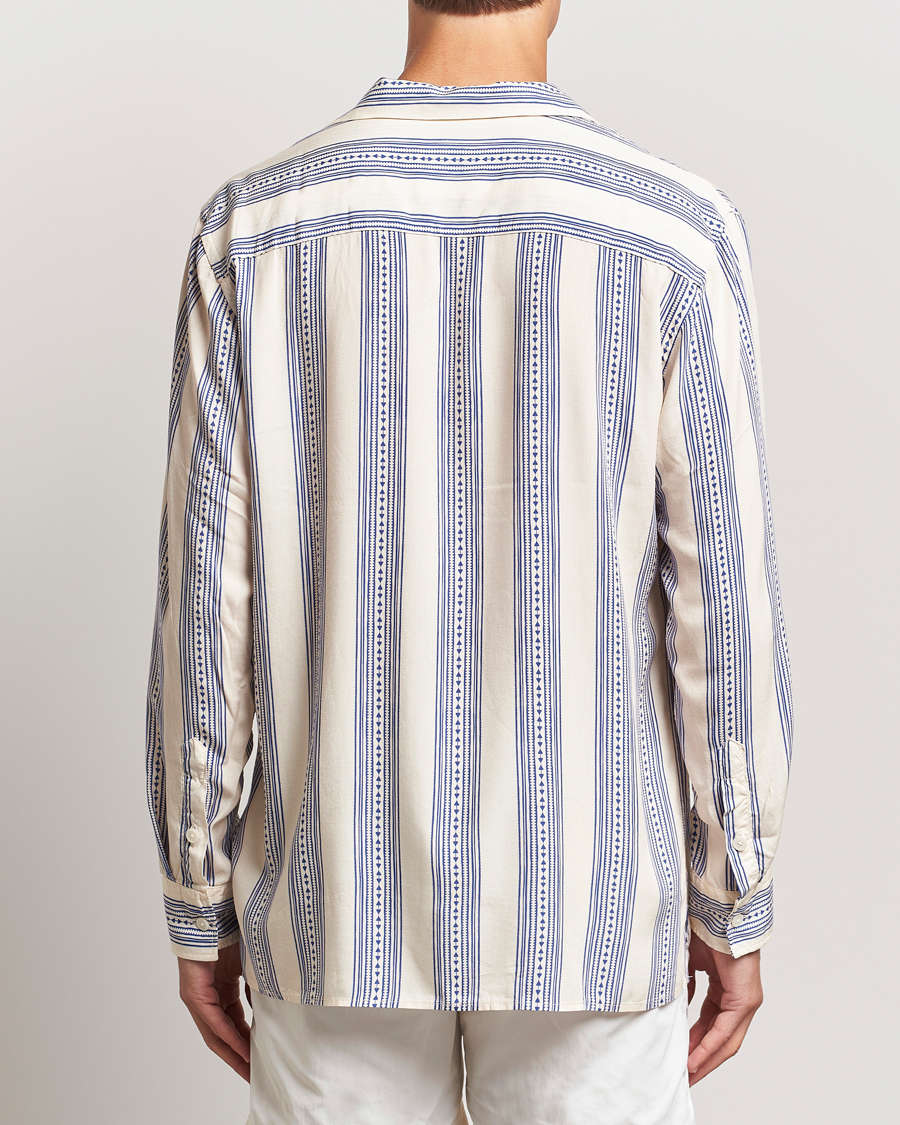 Herr | Skjortor | OAS | Havana Long Sleeve Viscose Shirt Blue/White
