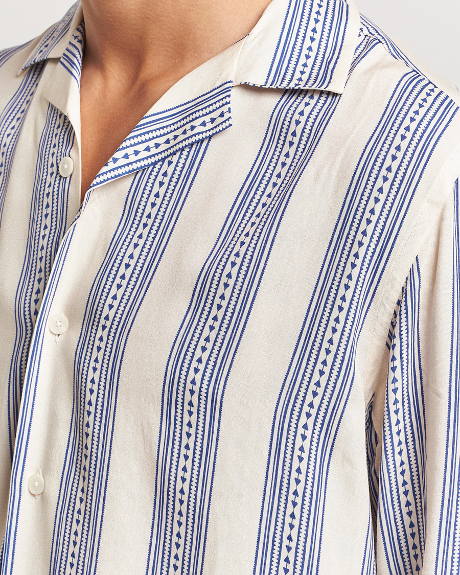 Herr | Skjortor | OAS | Havana Long Sleeve Viscose Shirt Blue/White