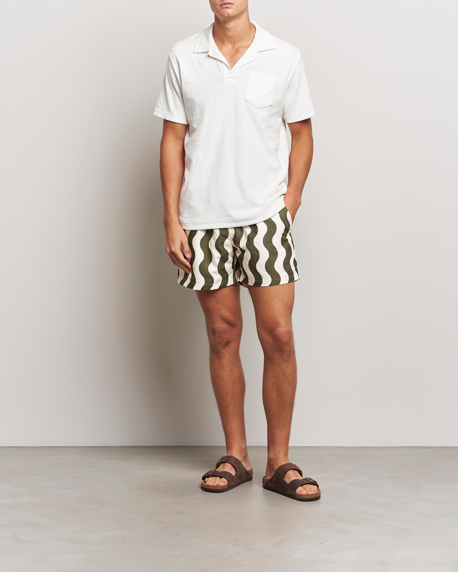 Herr | Badbyxor | OAS | Forest Waver Swim Shorts Green/White