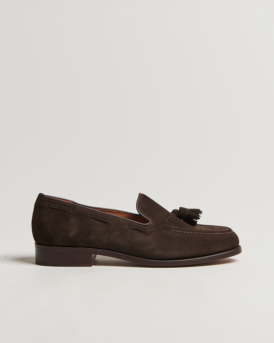 Herr | Sanders Finschley Suede Tassel Loafer Chocolate | Sanders | Finschley Suede Tassel Loafer Chocolate