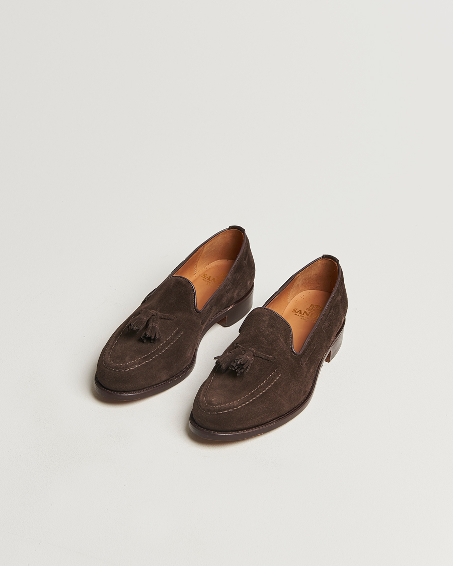 Herr | Sanders Finschley Suede Tassel Loafer Chocolate | Sanders | Finschley Suede Tassel Loafer Chocolate