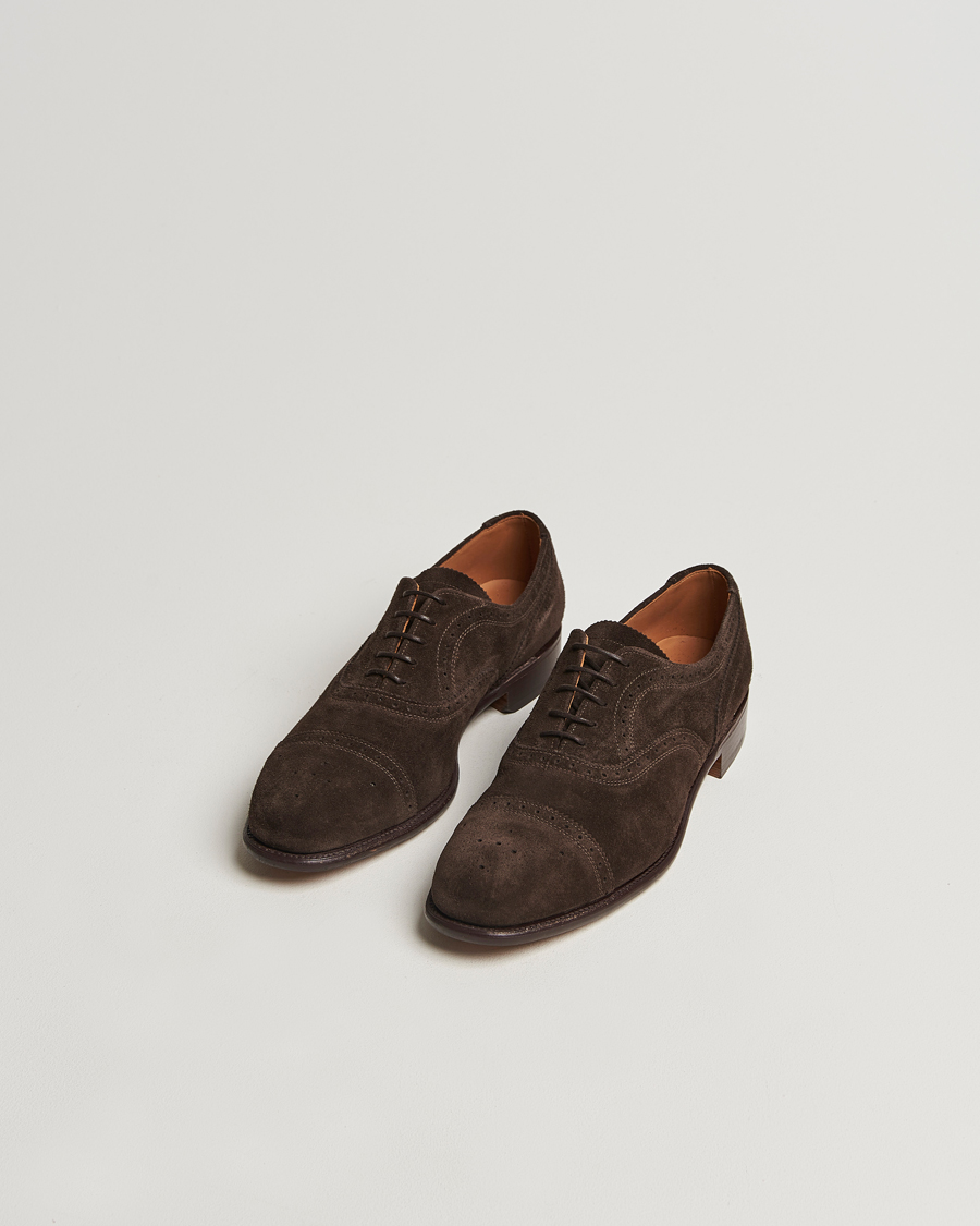 Herr | Sanders Moorgate Suede Semi Brogue Chocolate | Sanders | Moorgate Suede Semi Brogue Chocolate