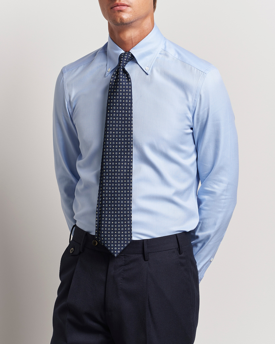 Herr | Skjortor | Mazzarelli | Soft Twill Button Down Shirt Light Blue