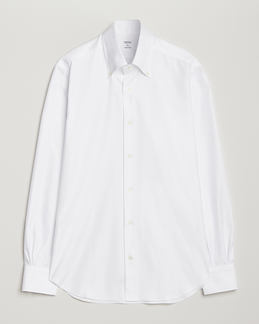 Herr | Skjortor | Mazzarelli | Soft Twill Button Down Shirt White