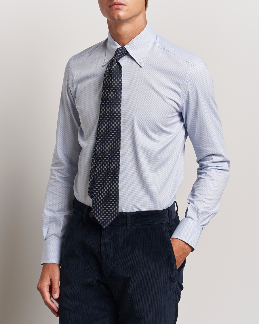 Herr | Skjortor | Mazzarelli | Soft Cotton Button Down Shirt Light Blue