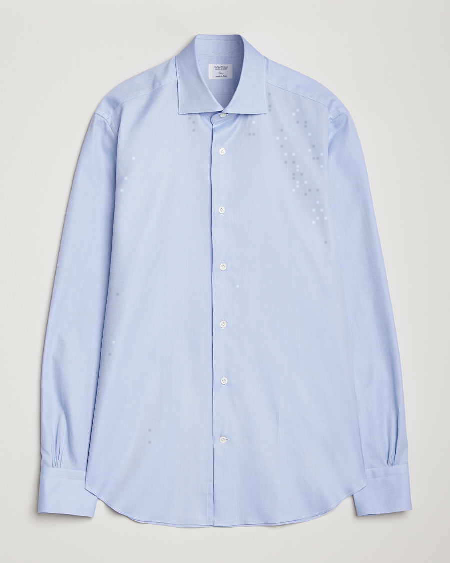 Herr | Skjortor | Mazzarelli | Soft Oxford Cut Away Shirt Light Blue