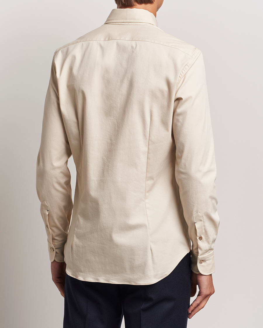 Herr | Skjortor | Mazzarelli | Soft Garment Dyed Button Down Shirt Beige