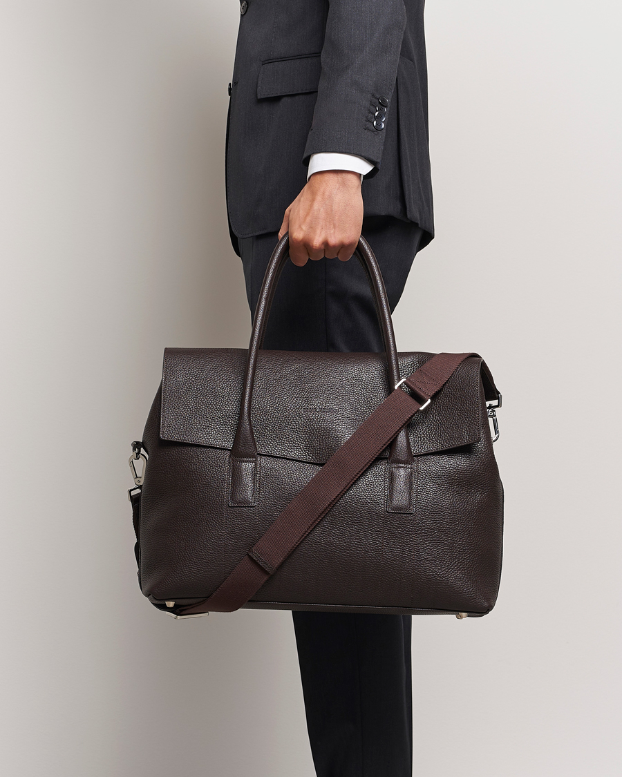 Herr |  | Oscar Jacobson | Overnight Leather Bag Dark Mud Brown