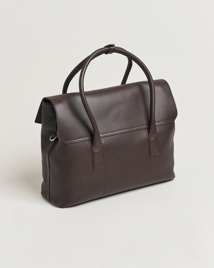 Herr | Senast inkommet | Oscar Jacobson | Overnight Leather Bag Dark Mud Brown