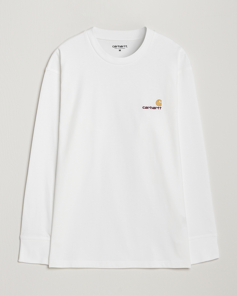 Herr | T-Shirts | Carhartt WIP | American Script Long Sleeve T-Shirt White