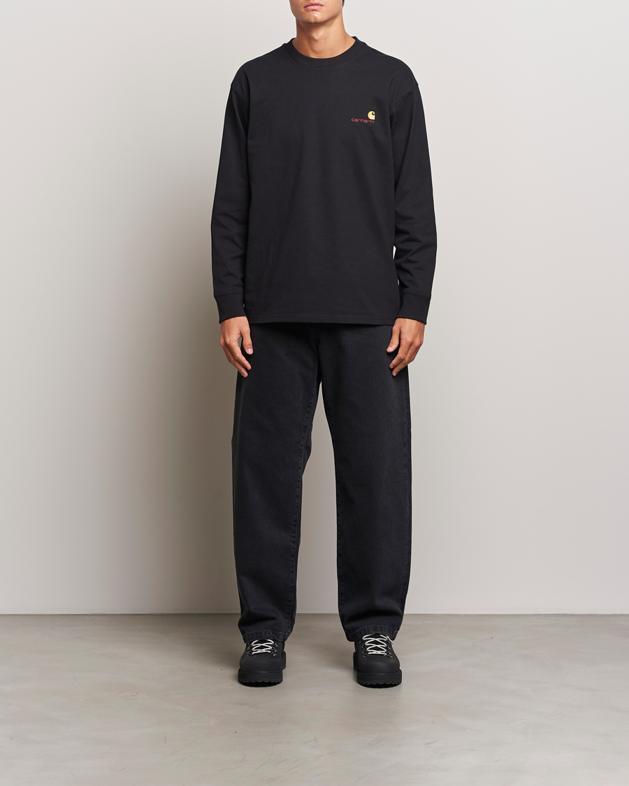 Herr | T-Shirts | Carhartt WIP | American Script Long Sleeve T-Shirt Black