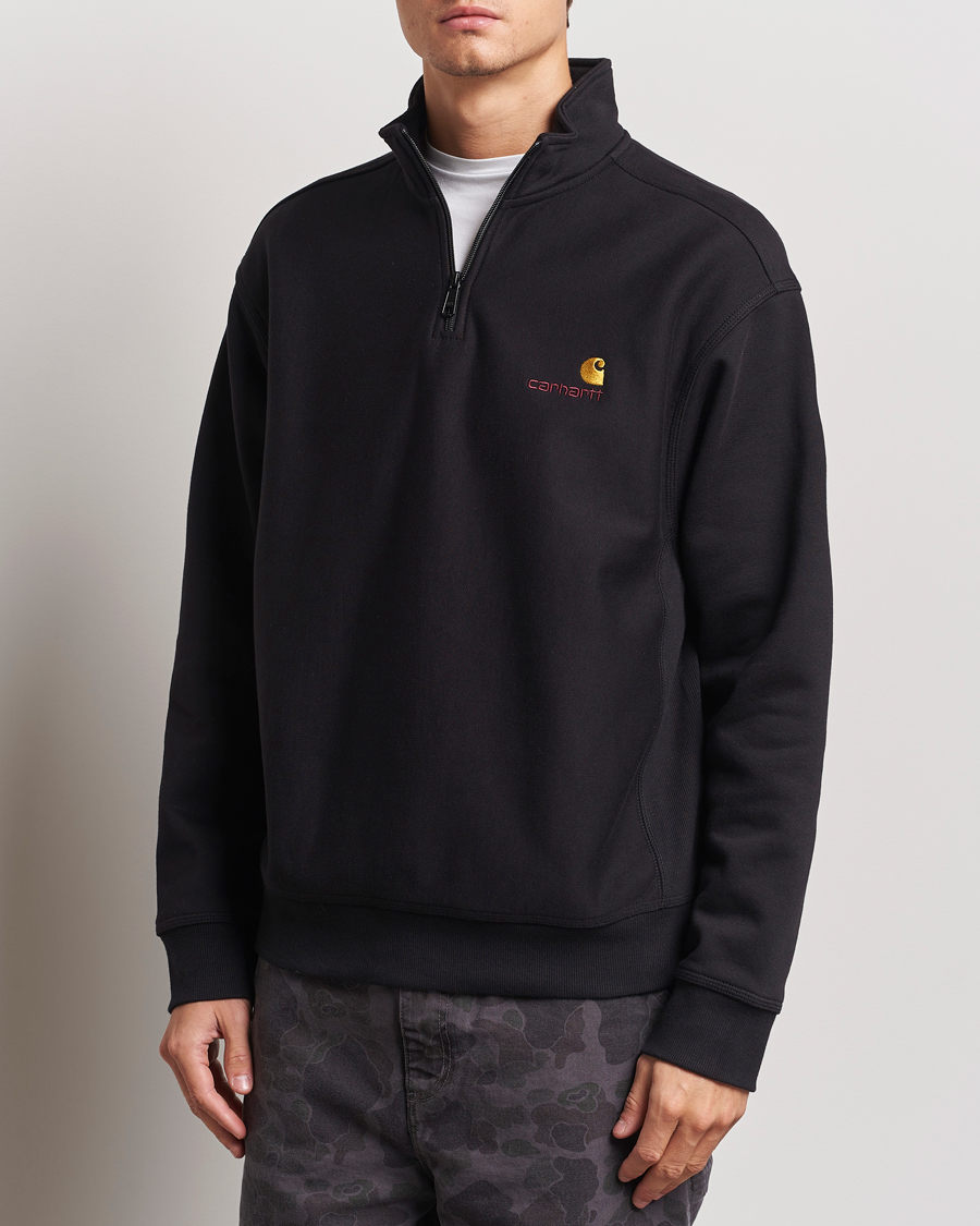 Herr | Tröjor | Carhartt WIP | American Script Half Zip Sweatshirt Black