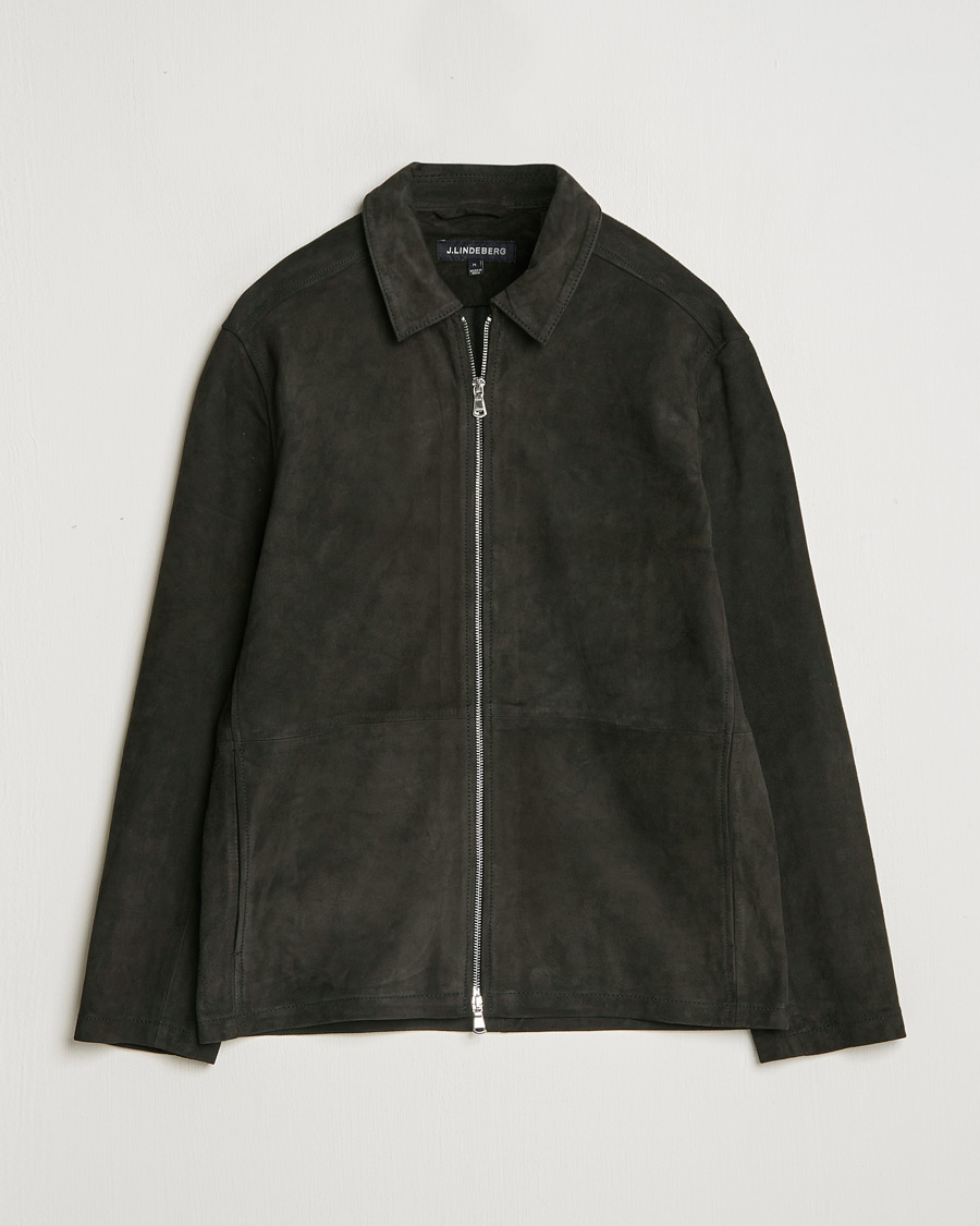 Herr | Jackor | J.Lindeberg | Jonah Suede Overshirt Washed Black