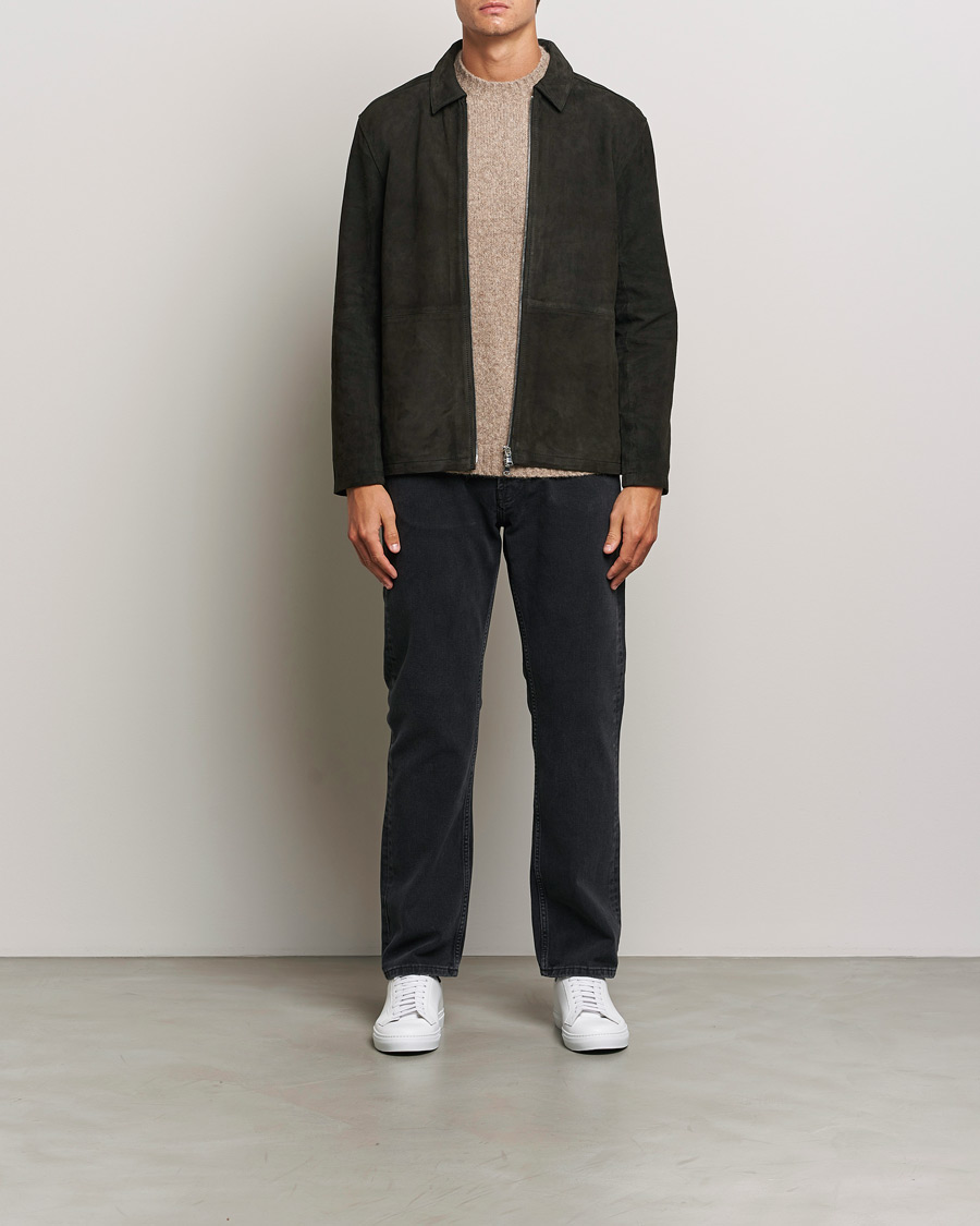 Herr | Jackor | J.Lindeberg | Jonah Suede Overshirt Washed Black