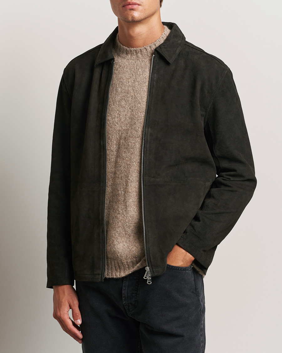 Herr | Jackor | J.Lindeberg | Jonah Suede Overshirt Washed Black