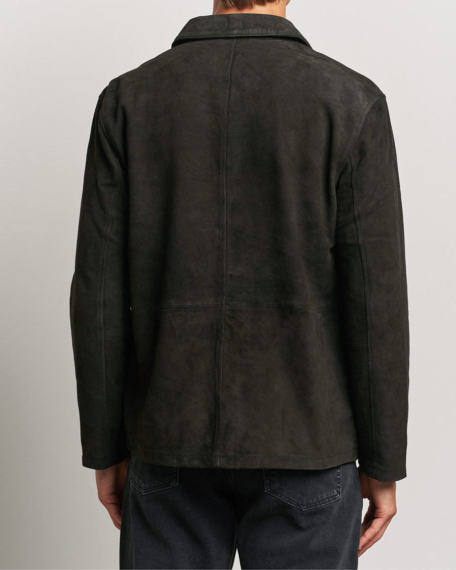 Herr | Jackor | J.Lindeberg | Jonah Suede Overshirt Washed Black