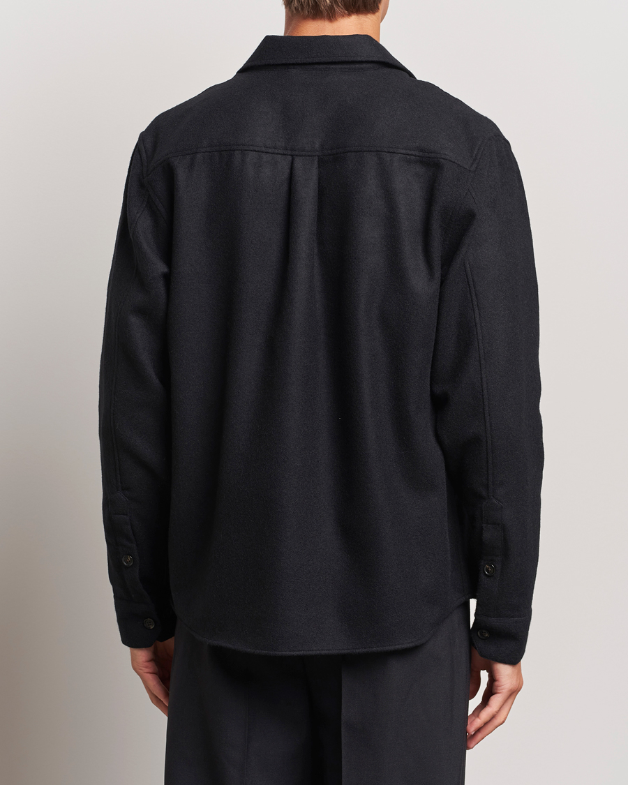 Herr | Skjortor | J.Lindeberg | Flat Wool Overshirt Black